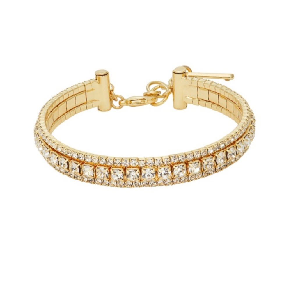 Elegant Gold Bracelet with Crystals Accents